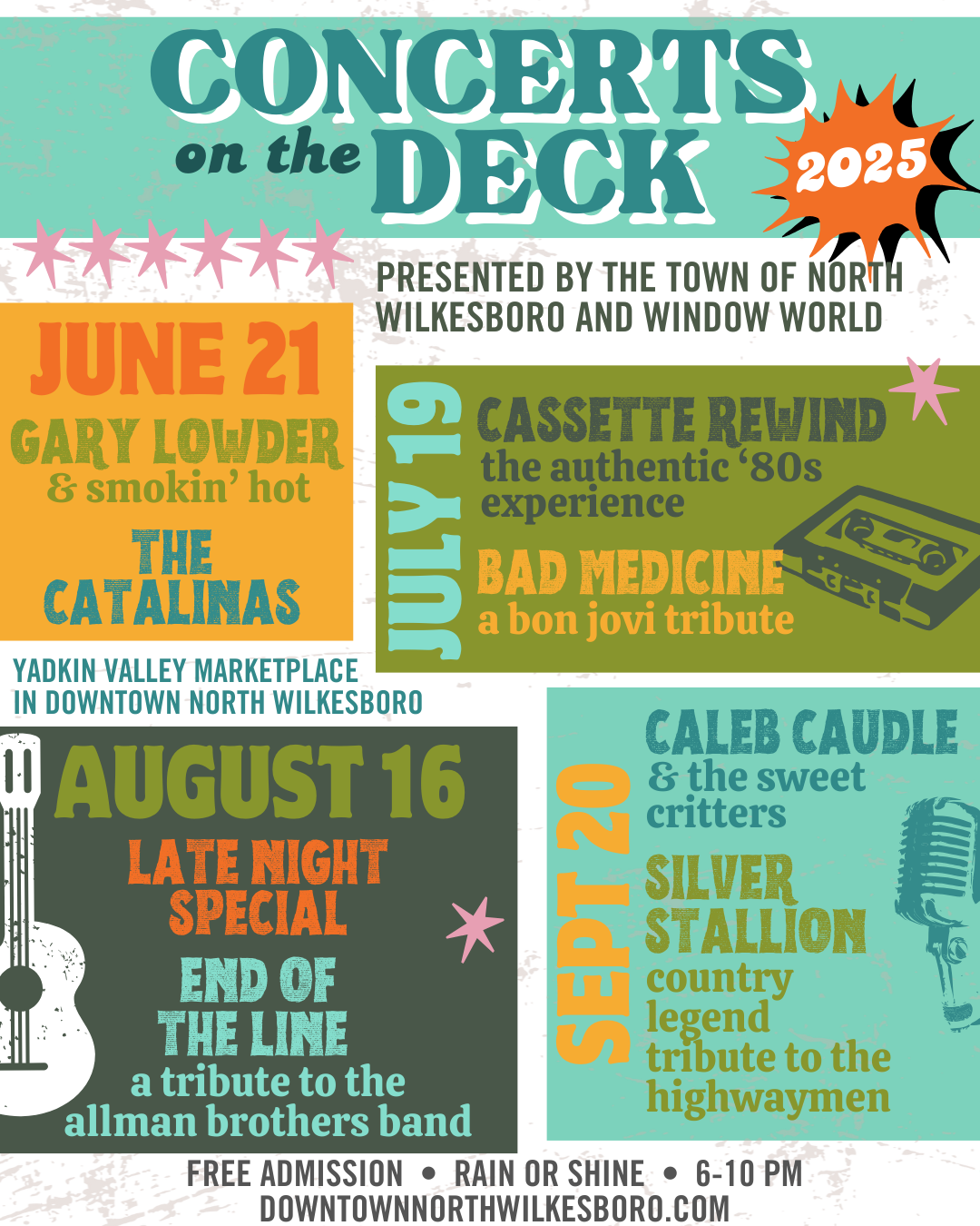 Concerts on the Deck 2025 Poster Town of North Wilkesboro